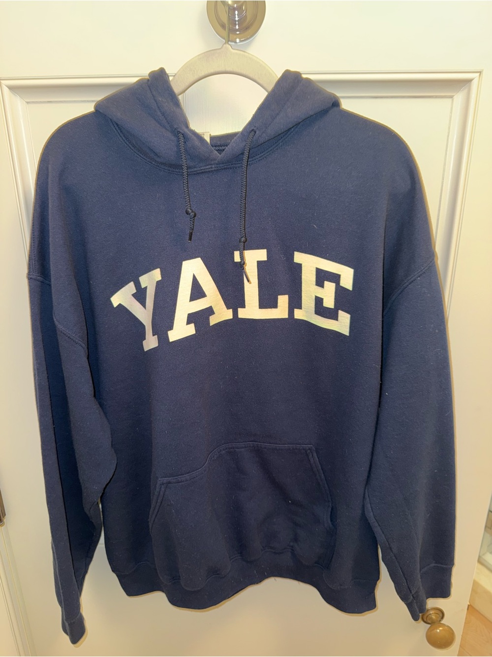 Navy Blue Hooded Sweatshirt - Classic Collegiate Pullover